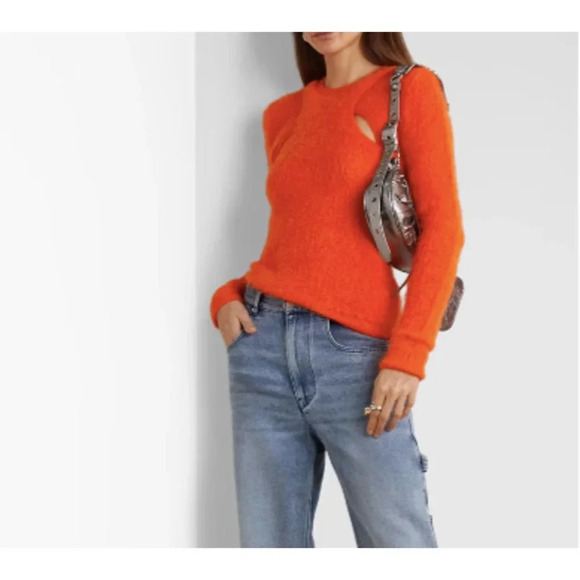 New Isabel Marant Cut Out Sweater Orange Mohair Trendy Influencer XL - Picture 4 of 13